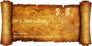 Uri Bertalan névjegykártya